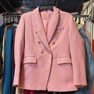 Elegant Pink Blazer with Gold Buttons